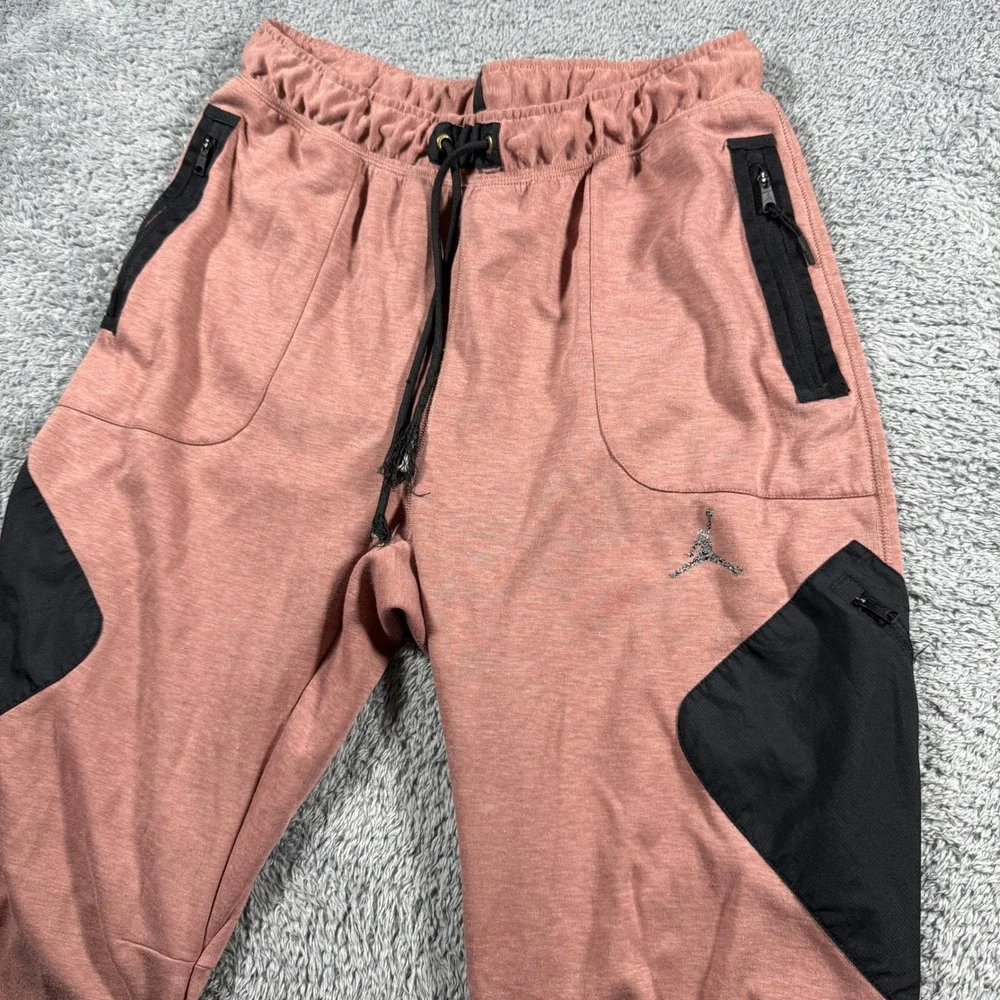 Jordan Joggers Mens Large Rose Pink Dri-FIT Slim Fit Zipper Pocket Cargos Tech